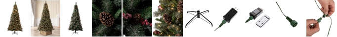 Glitzhome Pre-Lit Green Pine Artificial Christmas Tree with 700 Warm Lights